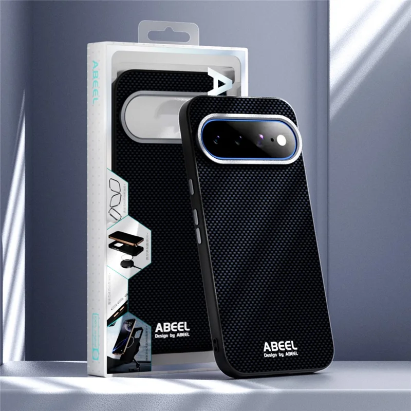 ABEEL for Google Pixel 11 Pro XL Magnetic Case Printed PC TPU Aluminum Alloy Leather Phone Cover - Black