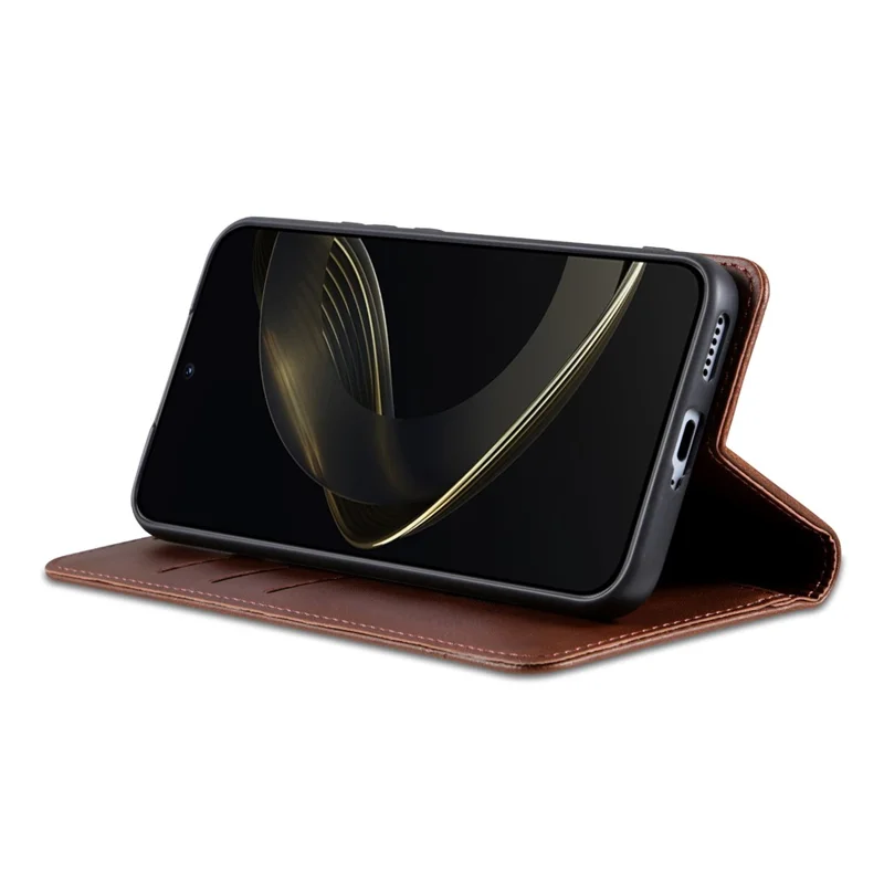 AZNS Funda para Samsung Galaxy S26 FE, Funda tipo cartera de cuero PU con textura de cuero vacuno - Café