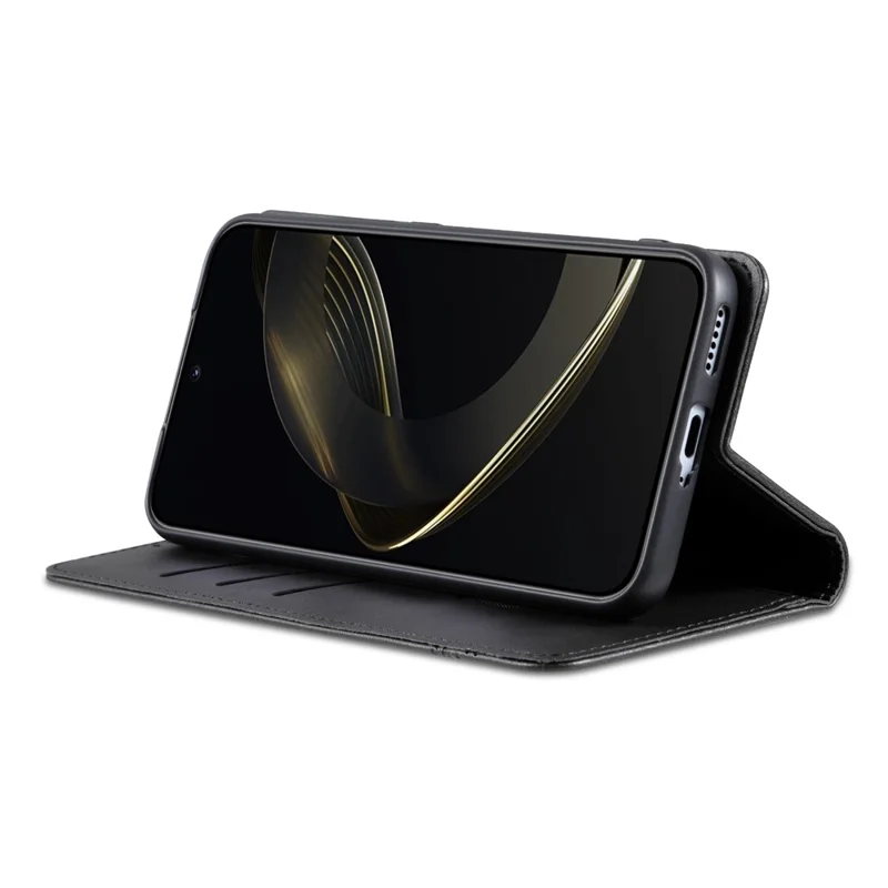 AZNS für Xiaomi 17 Max Case Rindsleder-Optik PU-Leder-Handytasche - Schwarz