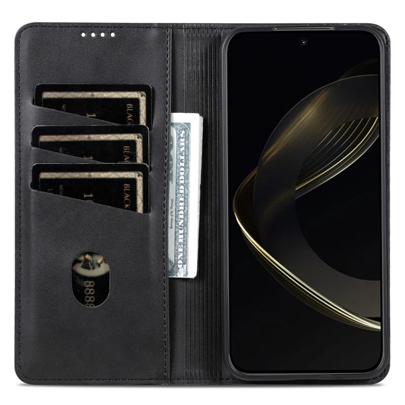 AZNS für Xiaomi 17 Max Case Rindsleder-Optik PU-Leder-Handytasche - Schwarz