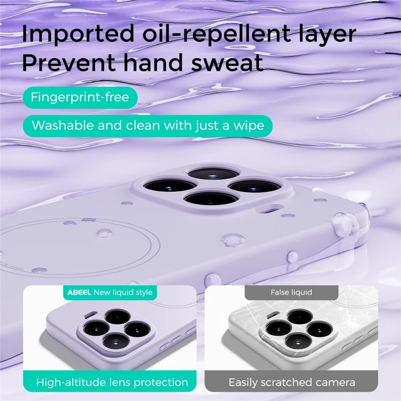 ABEEL Magnetic Case For Xiaomi 17T Pro Skin Touch Liquid Silicone Phone Back Cover - Purple