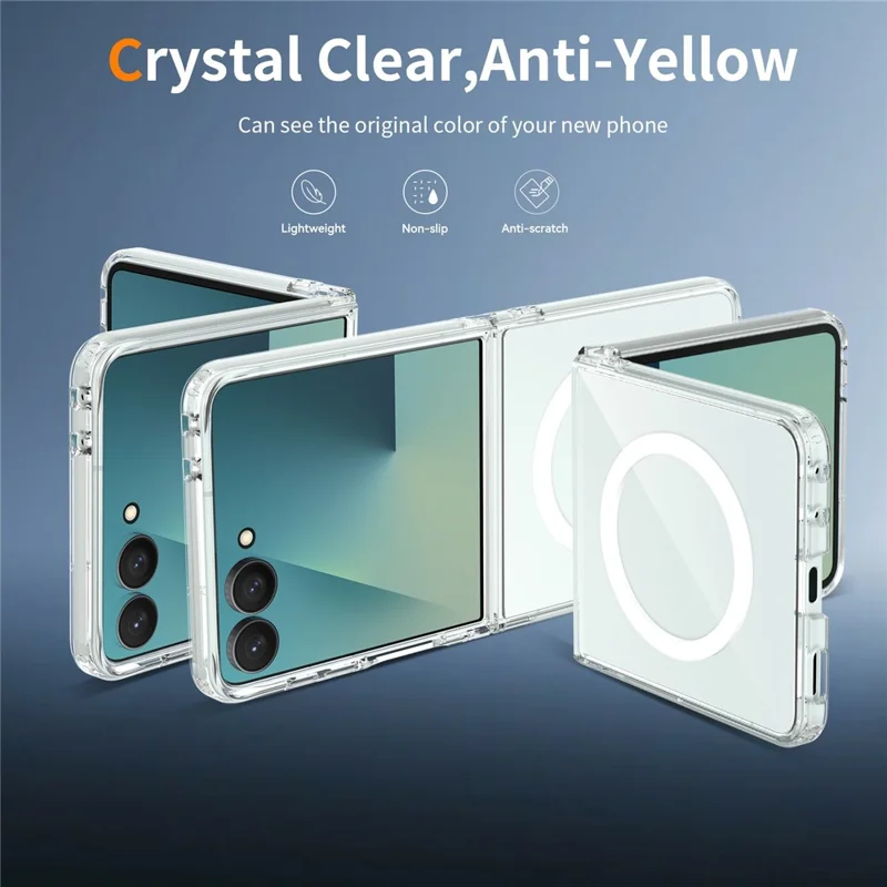Capa Magnética para Samsung Galaxy Z Flip8 2,0 mm Resistente a Arranhões TPU + PC - Transparente
