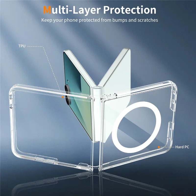 Capa Magnética para Samsung Galaxy Z Flip8 2,0 mm Resistente a Arranhões TPU + PC - Transparente
