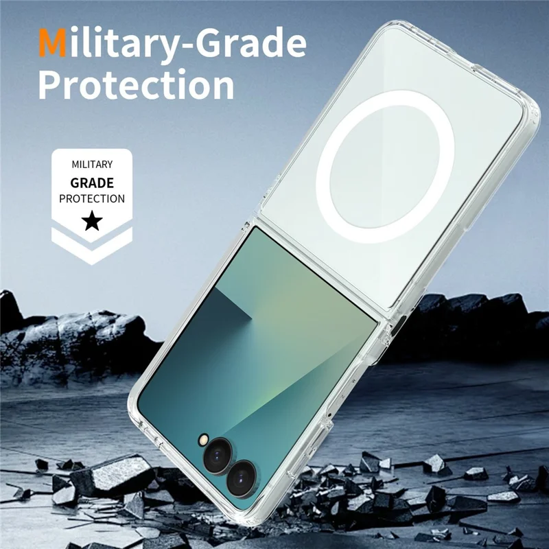 Capa Magnética para Samsung Galaxy Z Flip8 2,0 mm Resistente a Arranhões TPU + PC - Transparente