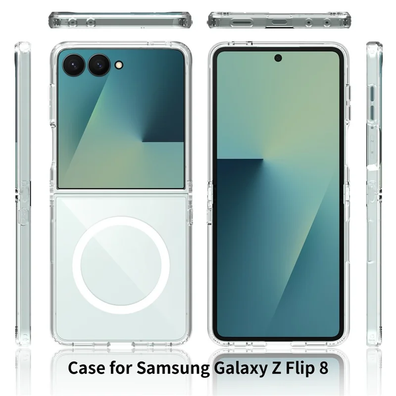 Capa Magnética para Samsung Galaxy Z Flip8 2,0 mm Resistente a Arranhões TPU + PC - Transparente