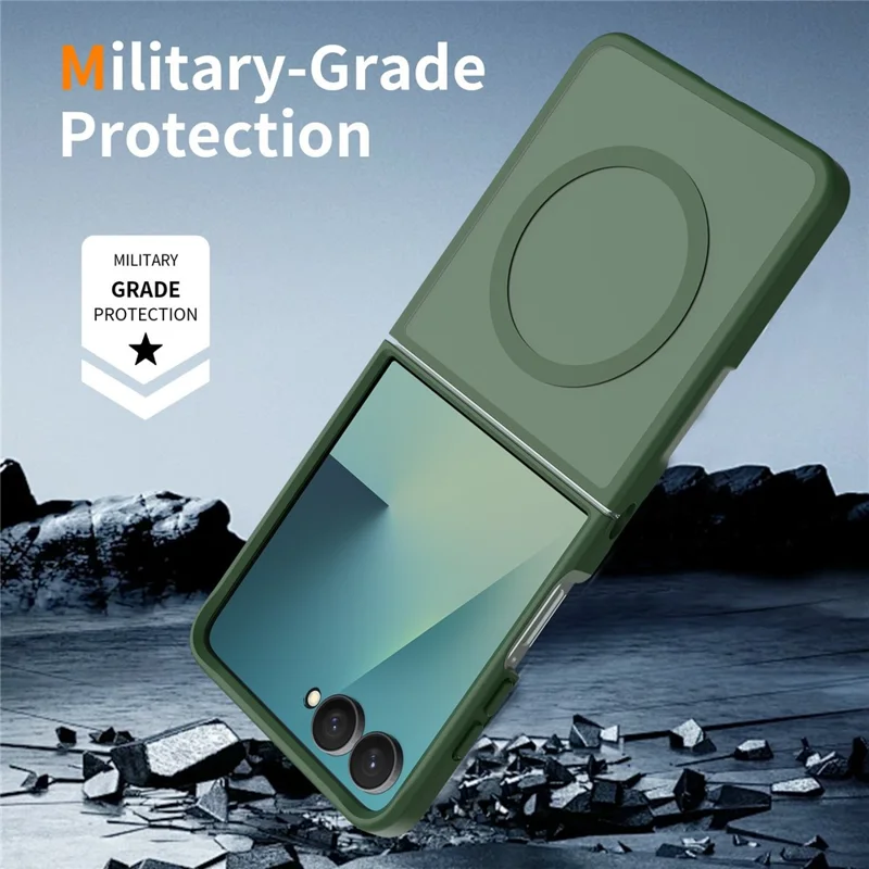 For Samsung Galaxy Z Flip8 TPU+PC Magnetic Case with 2Pcs Outer Screen Tempered Glass Film + 2Pcs Inner Screen Hydrogel Film - Green