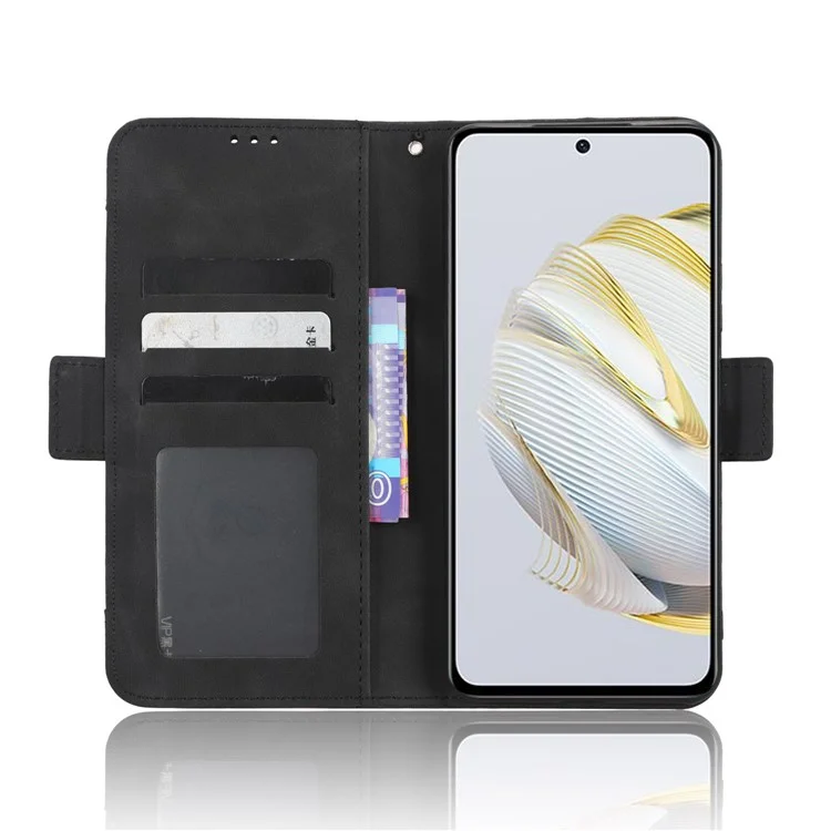 PU-Leder-Handyhülle mit Ständer für Huawei nova 10 SE 4G, doppelter magnetischer Verschluss, Handytasche mit mehreren Kartenfächern - Schwarz
