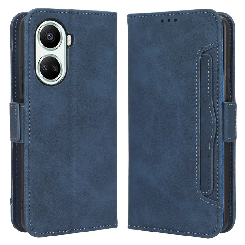 PU Leather Phone Cover Stand For Huawei nova 10 SE 4G, Dual Magnetic Clasp Phone Wallet Case with Multiple Card Slots - Blue