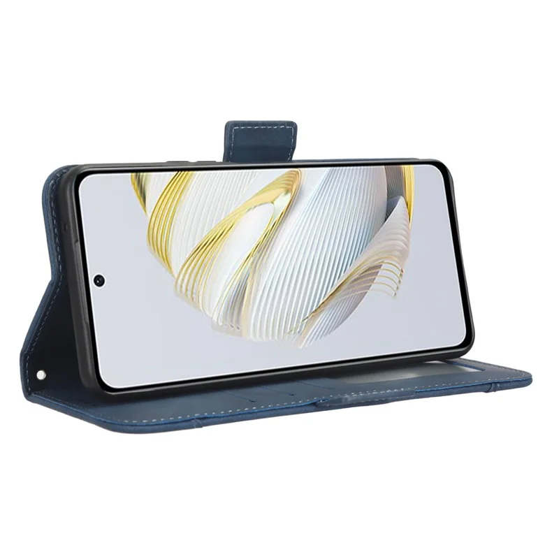 PU Leather Phone Cover Stand For Huawei nova 10 SE 4G, Dual Magnetic Clasp Phone Wallet Case with Multiple Card Slots - Blue