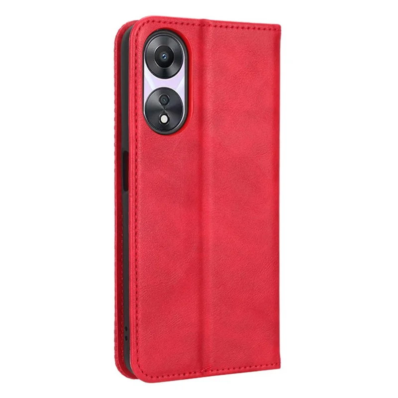 Para Oppo A58 5G Patrón Impreso PU Cuero PU Cuero Amortiguador de Choque de la Billetera de la Billetera de la Billetera Retro Del Cierre Magnético de la Cubierta Anti-scratch Portada - Rojo