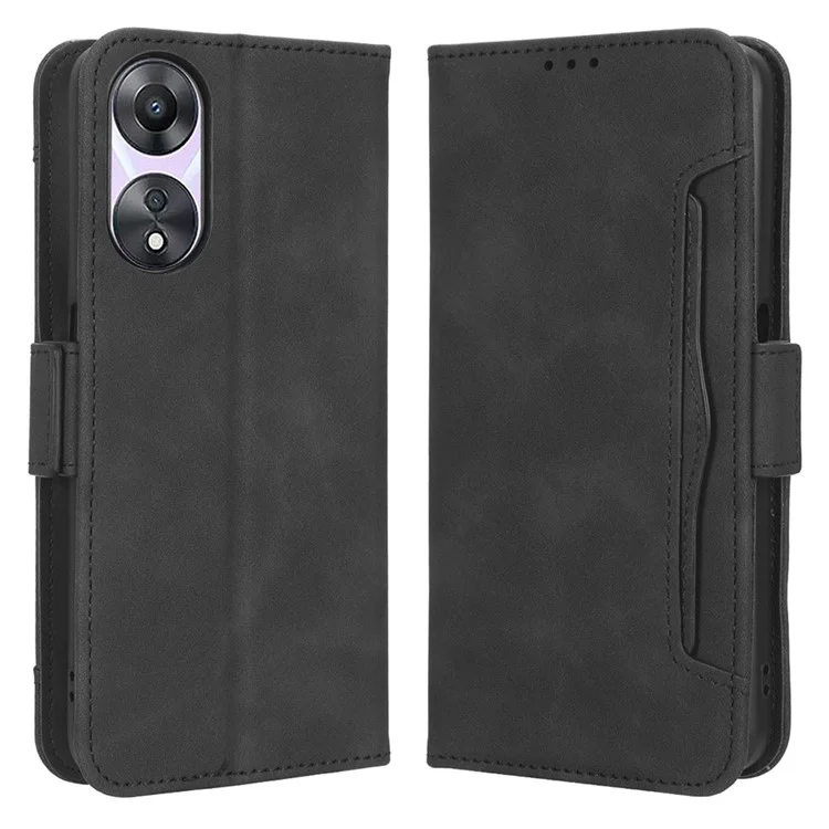 Pour Oppo A58 5G Dual Magnetic Clasp Téléphone Cover Stand Portefeuille Pustes Sostes PU Cuir PU Anti-scratch Staterphone - le Noir