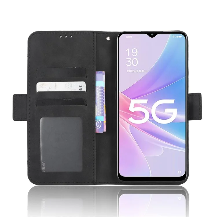 Pour Oppo A58 5G Dual Magnetic Clasp Téléphone Cover Stand Portefeuille Pustes Sostes PU Cuir PU Anti-scratch Staterphone - le Noir