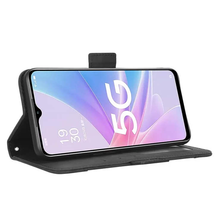 Pour Oppo A58 5G Dual Magnetic Clasp Téléphone Cover Stand Portefeuille Pustes Sostes PU Cuir PU Anti-scratch Staterphone - le Noir