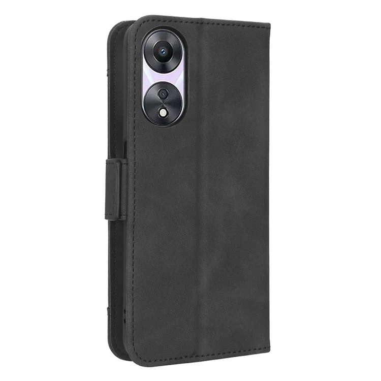 Pour Oppo A58 5G Dual Magnetic Clasp Téléphone Cover Stand Portefeuille Pustes Sostes PU Cuir PU Anti-scratch Staterphone - le Noir
