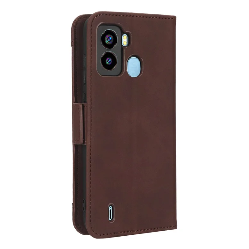 Shockproof Phone Case For TECNO Pop 6 4G / BE7, Dual Magnetic Clasp PU Leather Stand Wallet Phone Cover with Multiple Card Slots - Brown