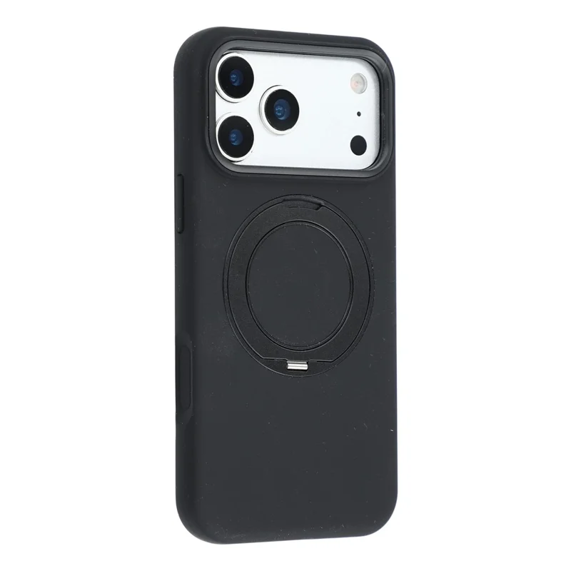 X-LEVEL لهاتف iPhone 17 Pro Max غطاء مغناطيسي بحامل قابل للدوران من السيليكون والمادة التقنية مقاوم للخدوش - أسود أوبسيديان