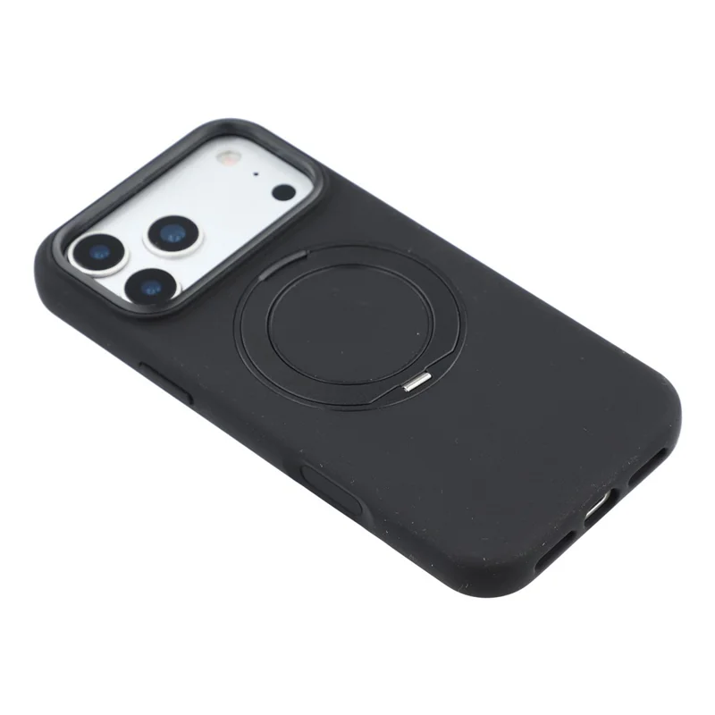 X-LEVEL لهاتف iPhone 17 Pro Max غطاء مغناطيسي بحامل قابل للدوران من السيليكون والمادة التقنية مقاوم للخدوش - أسود أوبسيديان