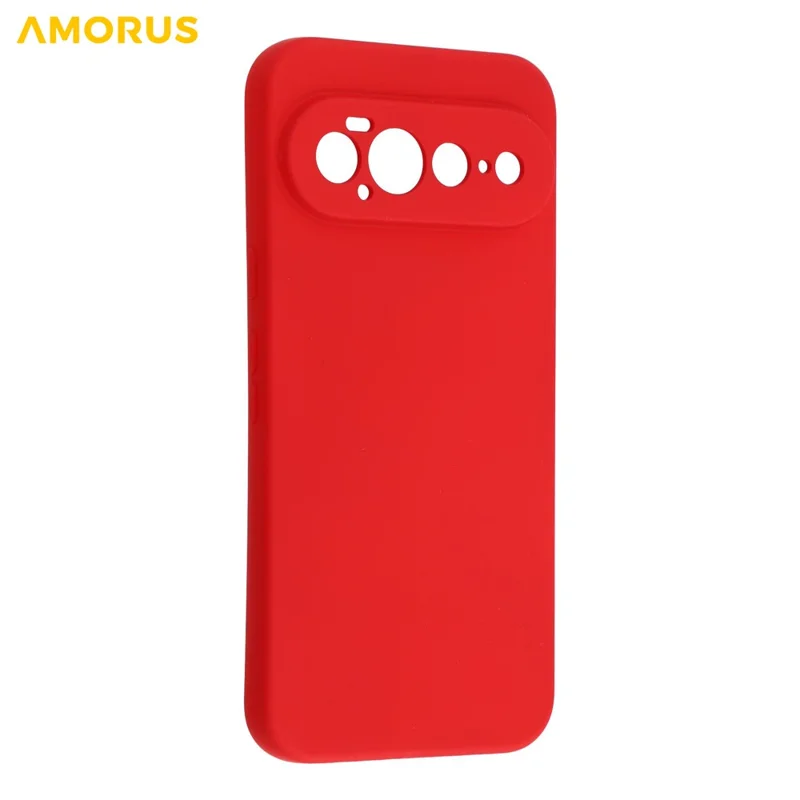 AMORUS para Google Pixel 11 Pro XL Capa com Recortes Precisos, Revestimento em Fibra TPU, Capa à Prova de Choques - Vermelho