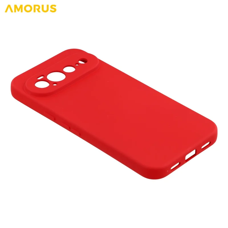AMORUS para Google Pixel 11 Pro XL Capa com Recortes Precisos, Revestimento em Fibra TPU, Capa à Prova de Choques - Vermelho