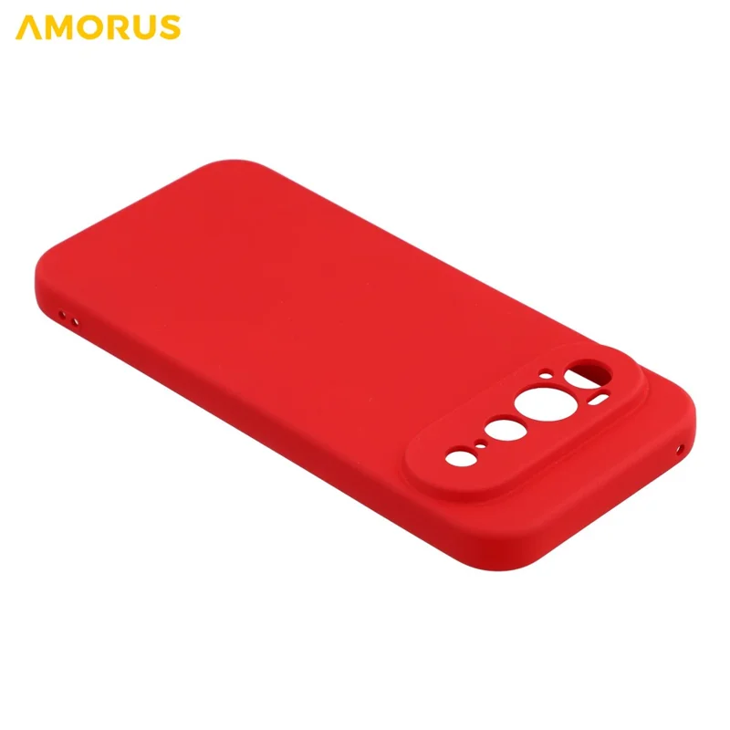 AMORUS para Google Pixel 11 Pro XL Capa com Recortes Precisos, Revestimento em Fibra TPU, Capa à Prova de Choques - Vermelho