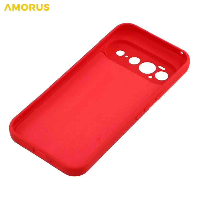 AMORUS para Google Pixel 11 Pro XL Capa com Recortes Precisos, Revestimento em Fibra TPU, Capa à Prova de Choques - Vermelho