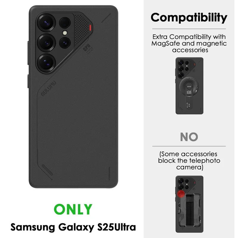 AULUMU for Samsung Galaxy S25 Ultra Magnetic Case Biodegradable Vegan Leather + PC Phone Cover - Black