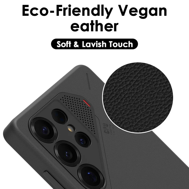 AULUMU for Samsung Galaxy S25 Ultra Magnetic Case Biodegradable Vegan Leather + PC Phone Cover - Black
