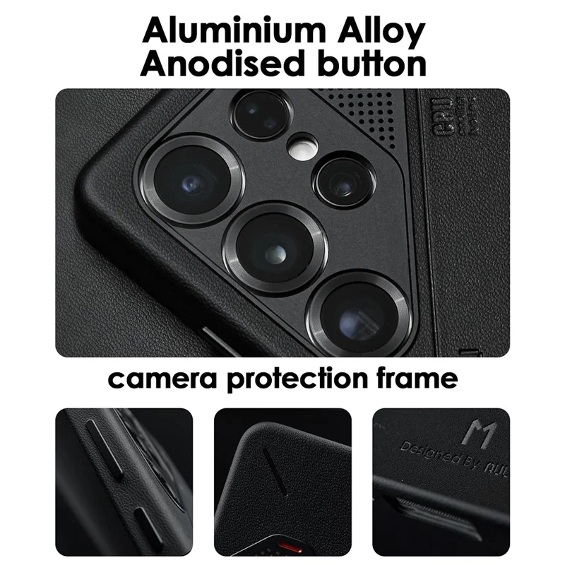AULUMU for Samsung Galaxy S25 Ultra Magnetic Case Biodegradable Vegan Leather + PC Phone Cover - Black