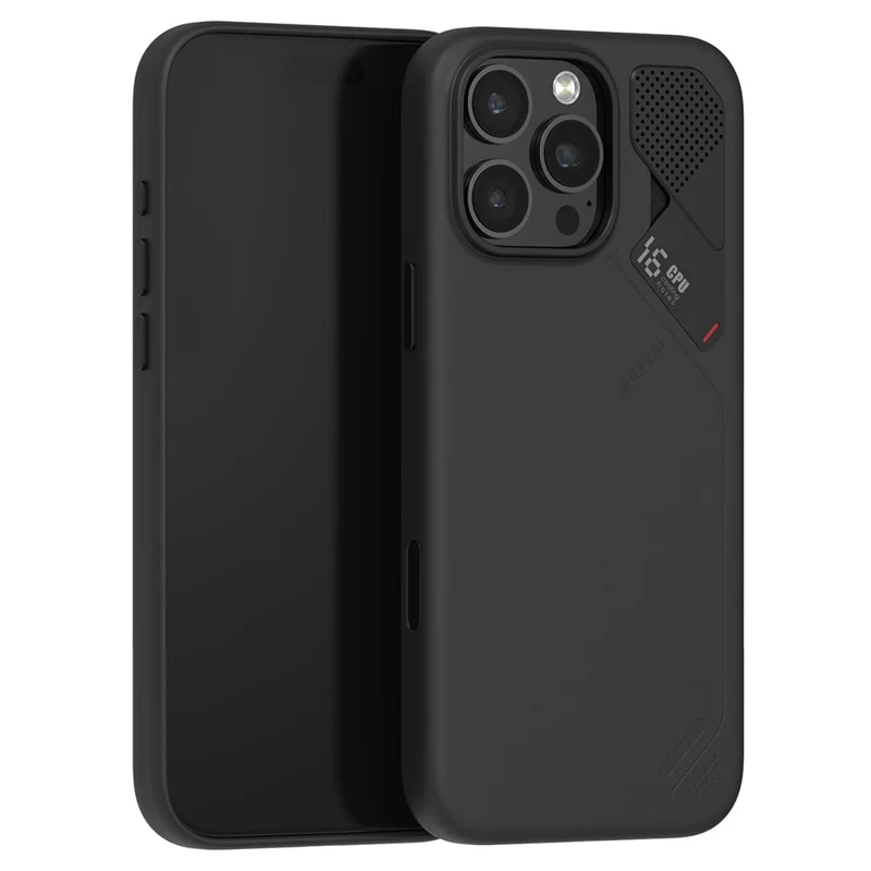 AULUMU A17 لهاتف iPhone 16 Pro Max غطاء مغناطيسي من جلد نباتي قابل للتحلل + غطاء هاتف من مادة البولي كربونات - أسود