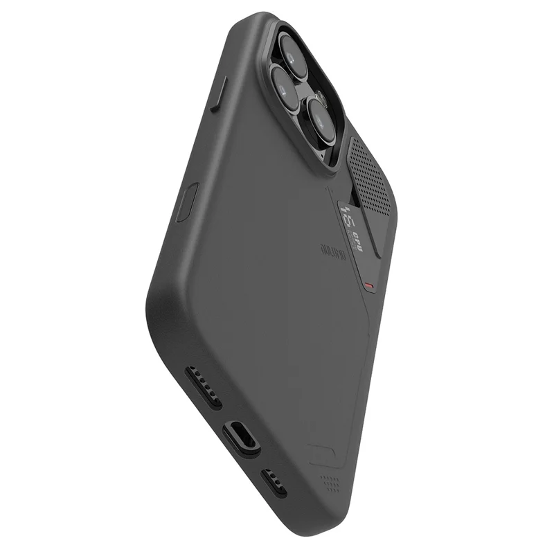 AULUMU A17 لهاتف iPhone 16 Pro Max غطاء مغناطيسي من جلد نباتي قابل للتحلل + غطاء هاتف من مادة البولي كربونات - أسود