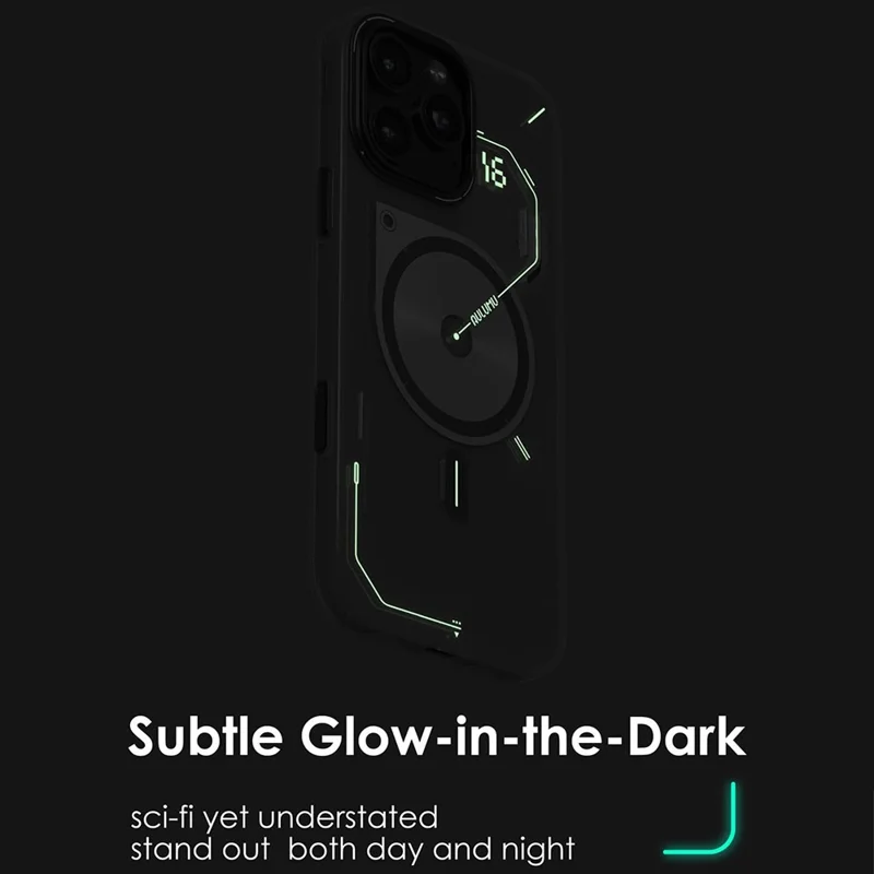 AULUMU A17 pour iPhone 16 Pro Étui Magnétique avec Design Phosphorescent Coque de Téléphone TPU IMD - Gris