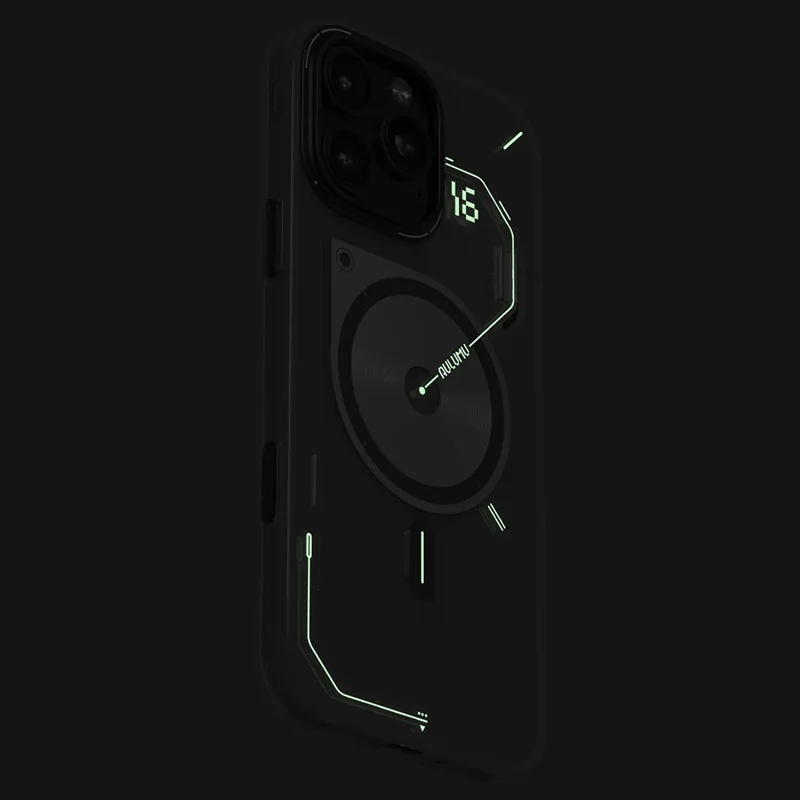 AULUMU A17 pour iPhone 16 Pro Étui Magnétique avec Design Phosphorescent Coque de Téléphone TPU IMD - Gris