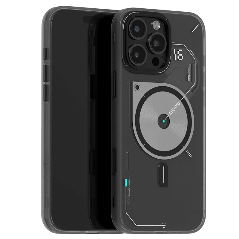 AULUMU pour iPhone 16 Pro Max Étui Magnétique avec Design Lumineux dans le Noir Coque en TPU IMD - Gris
