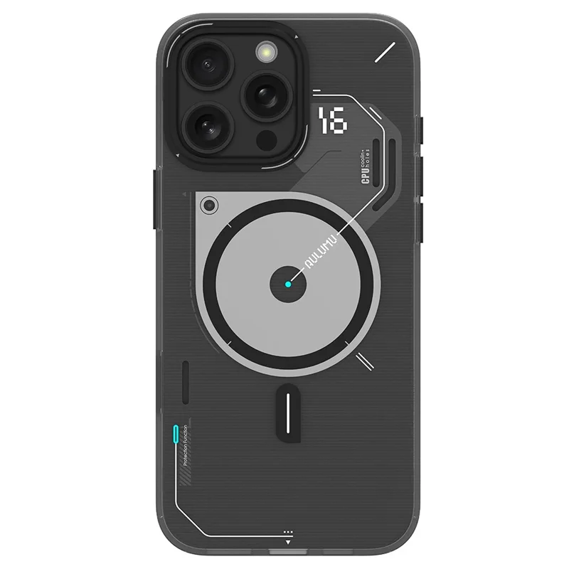 AULUMU pour iPhone 16 Pro Max Étui Magnétique avec Design Lumineux dans le Noir Coque en TPU IMD - Gris