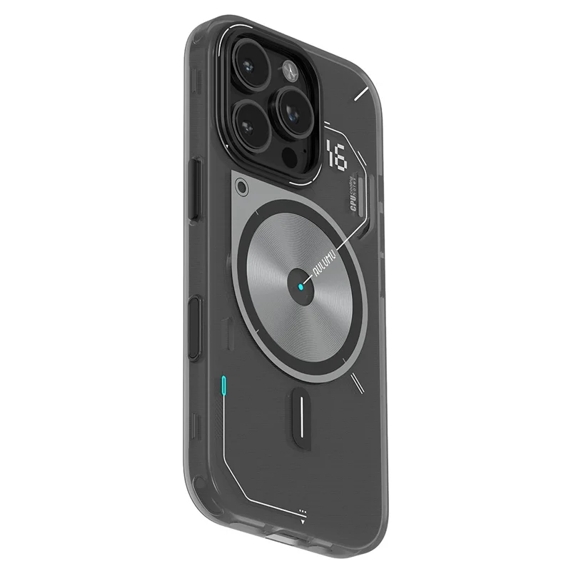 AULUMU pour iPhone 16 Pro Max Étui Magnétique avec Design Lumineux dans le Noir Coque en TPU IMD - Gris
