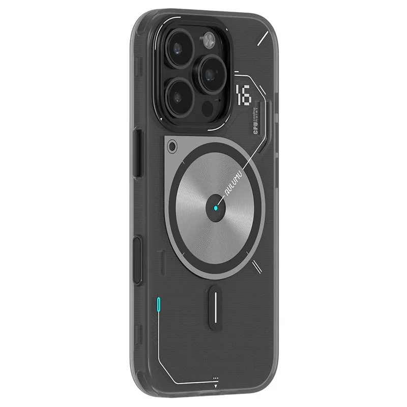 AULUMU pour iPhone 16 Pro Max Étui Magnétique avec Design Lumineux dans le Noir Coque en TPU IMD - Gris