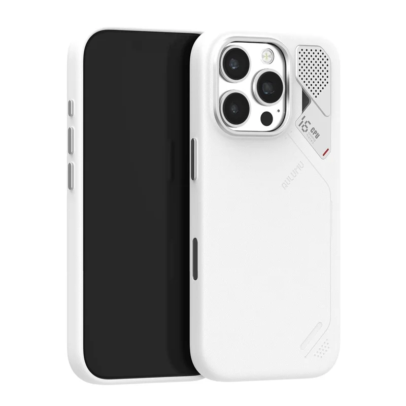AULUMU A17 pour iPhone 16 Pro Coque Magnétique en Cuir Végétal Biodégradable + PC - Blanche