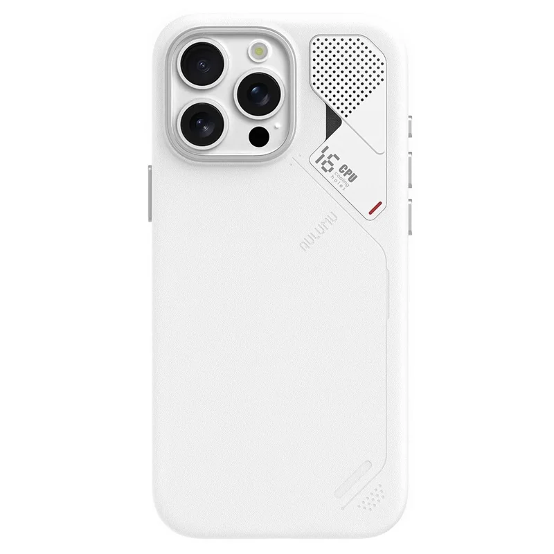 AULUMU A17 pour iPhone 16 Pro Coque Magnétique en Cuir Végétal Biodégradable + PC - Blanche