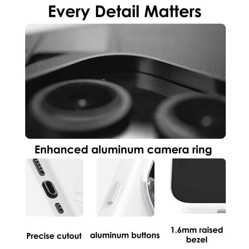 AULUMU A17 pour iPhone 16 Pro Coque Magnétique en Cuir Végétal Biodégradable + PC - Blanche