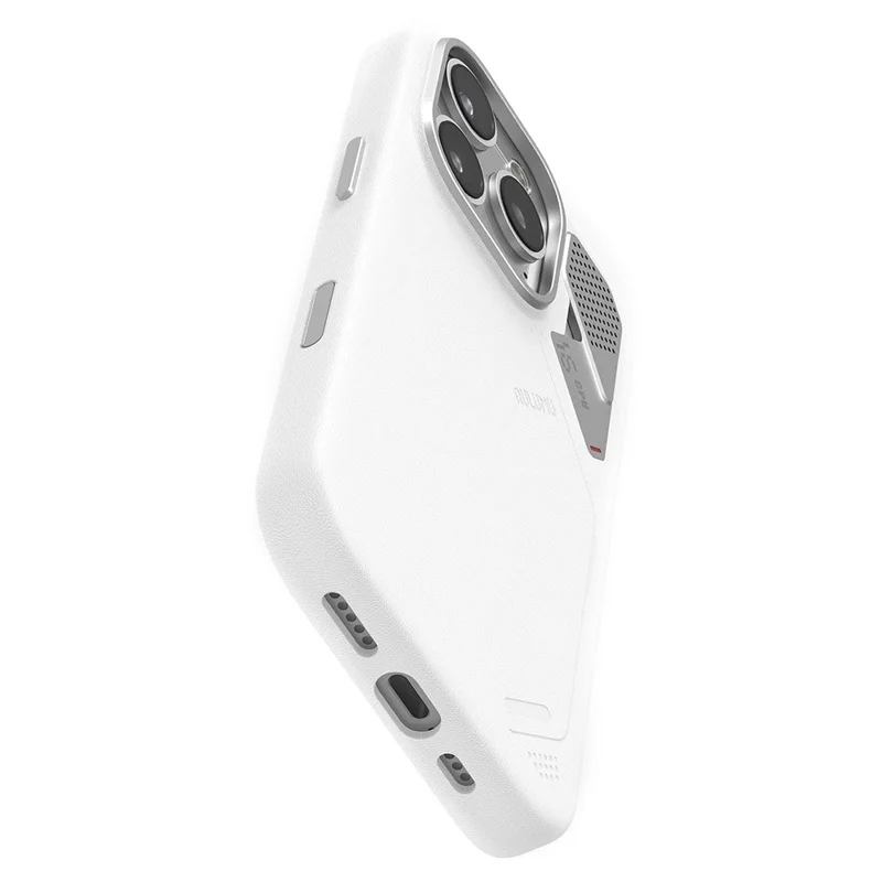 AULUMU A17 pour iPhone 16 Pro Coque Magnétique en Cuir Végétal Biodégradable + PC - Blanche