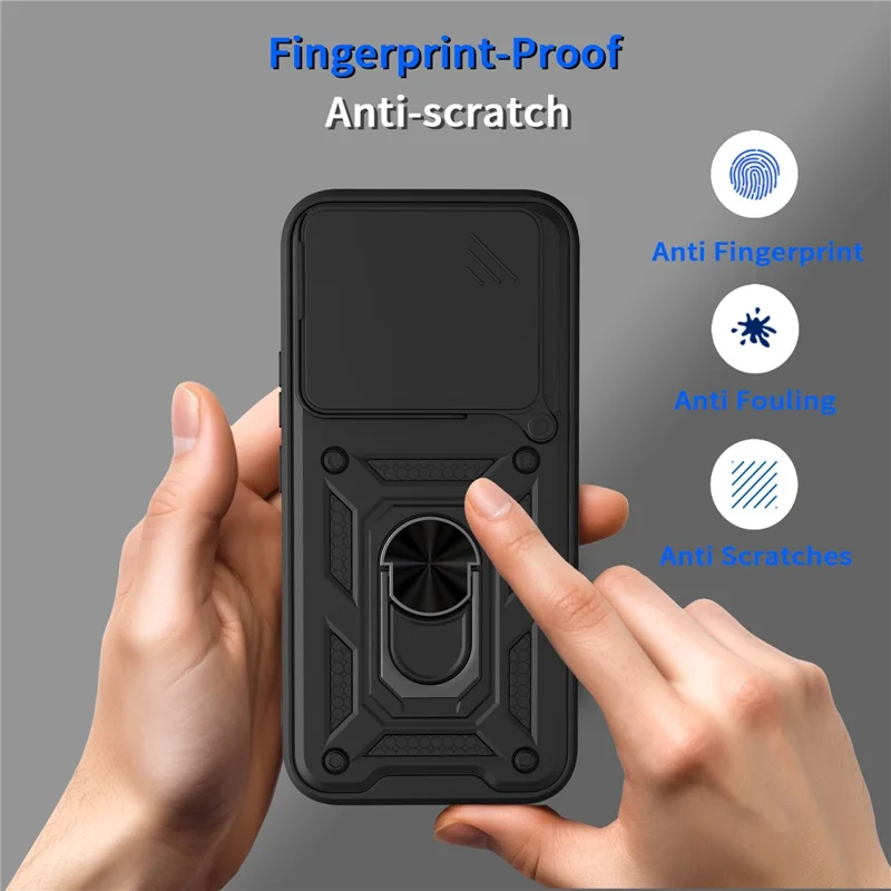 For Xiaomi 17T Pro Case with Slide Camera Lid PC + TPU Kickstand Phone Cover - Gold