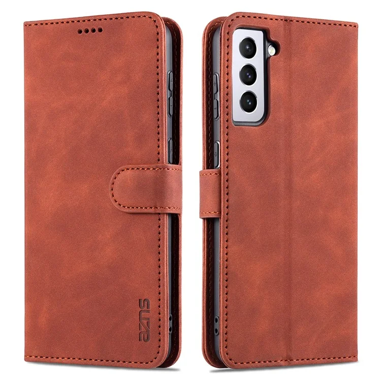 AZNS For Samsung Galaxy S23 PU Leather Magnetic Flip Cover Stand Wallet Fall Protection Phone Case - Brown
