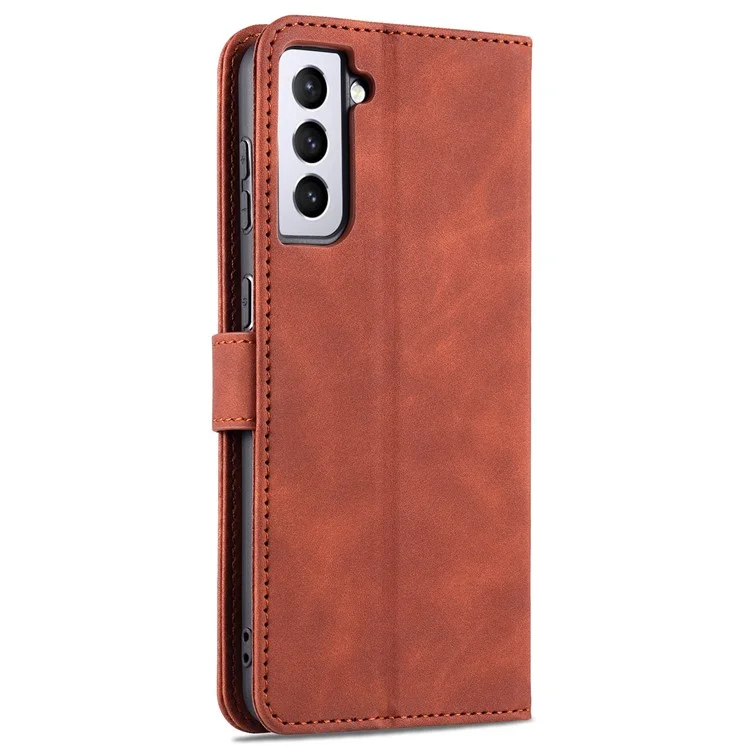 AZNS For Samsung Galaxy S23 PU Leather Magnetic Flip Cover Stand Wallet Fall Protection Phone Case - Brown