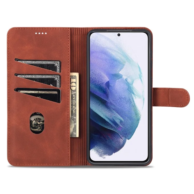 AZNS For Samsung Galaxy S23 PU Leather Magnetic Flip Cover Stand Wallet Fall Protection Phone Case - Brown
