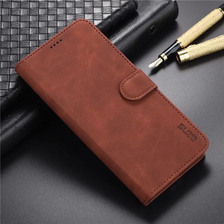 AZNS For Samsung Galaxy S23 PU Leather Magnetic Flip Cover Stand Wallet Fall Protection Phone Case - Brown