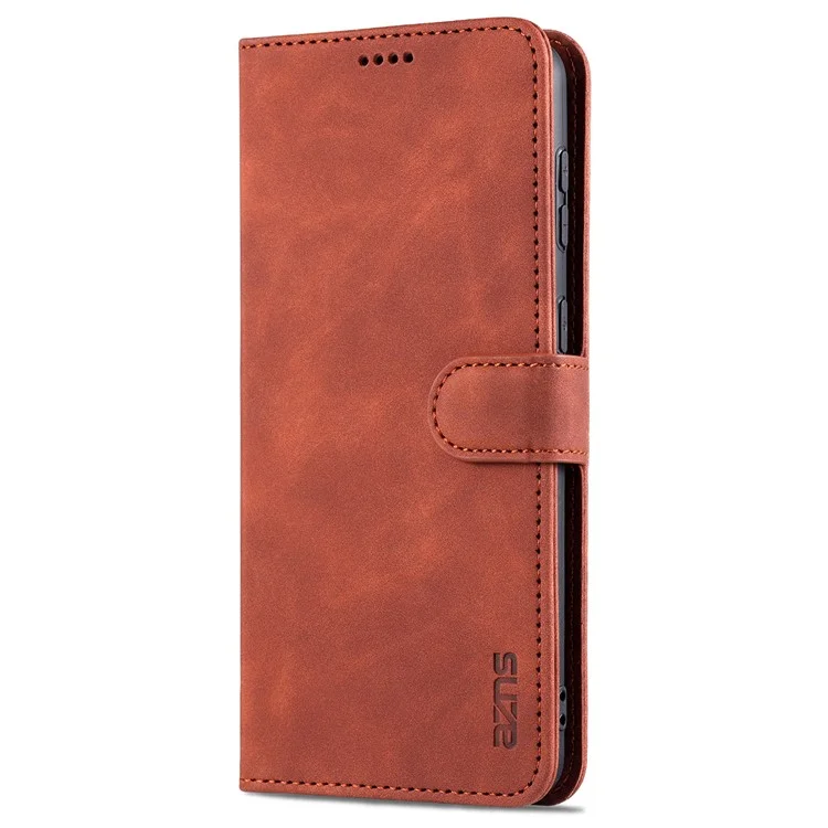 AZNS For Samsung Galaxy S23 PU Leather Magnetic Flip Cover Stand Wallet Fall Protection Phone Case - Brown