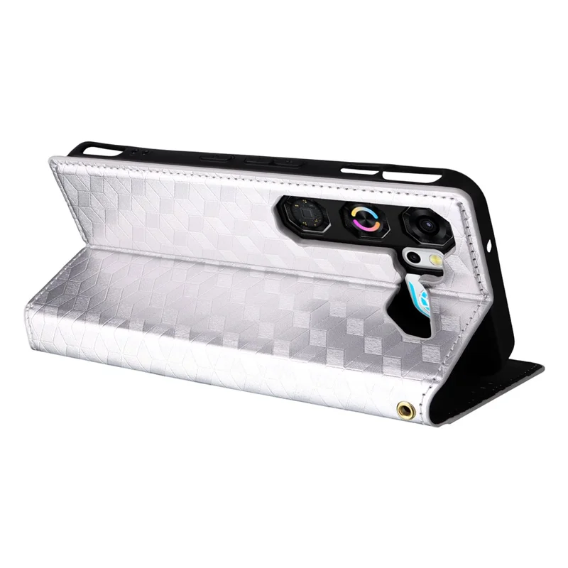 Cover per ZTE nubia Neo 5 GT 5G con Portafoglio, TPU e Pelle PU con Stampa Rombo, Color Argento