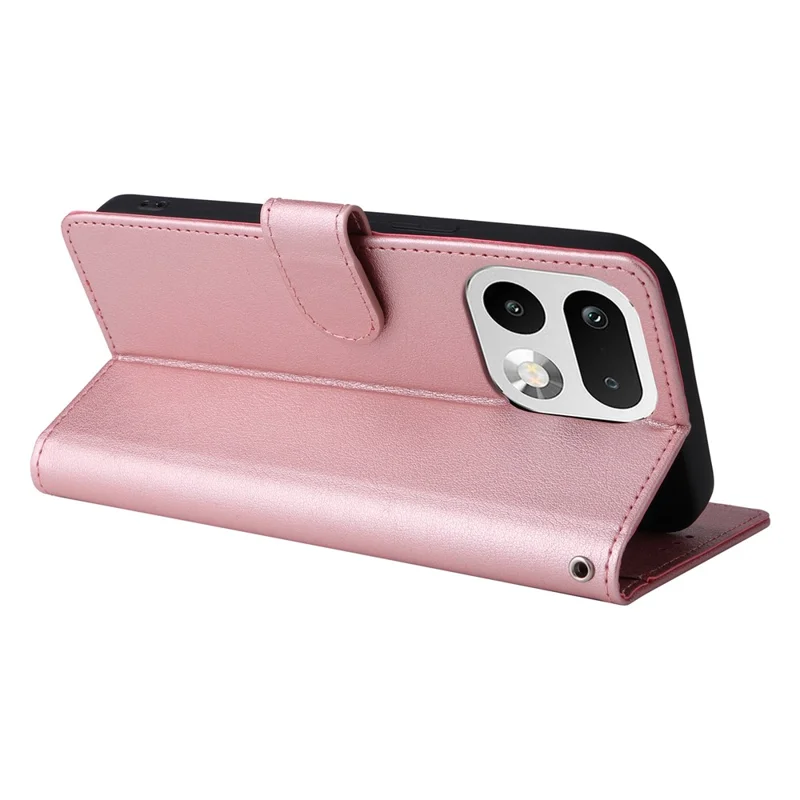 Capa para Realme 16 Pro 5G em PU Leather com Carteira e Suporte, Capa para Telemóvel com Pulseira - Dourado Rosa