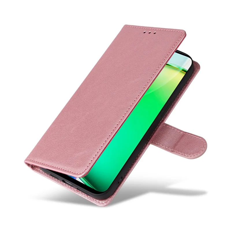 Capa para Realme 16 Pro 5G em PU Leather com Carteira e Suporte, Capa para Telemóvel com Pulseira - Dourado Rosa
