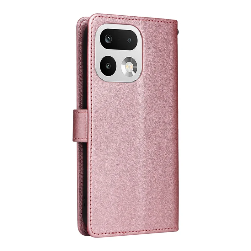 Capa para Realme 16 Pro 5G em PU Leather com Carteira e Suporte, Capa para Telemóvel com Pulseira - Dourado Rosa